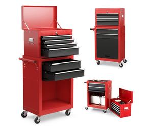 Costway 6 Drawers Rolling Tool Chest Garage Tool Storage Cabinet Detachable Toolbox W/ Wheels