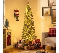 Costway 6 FT Artificial Christmas Tree Pre-lit Xmas Tree Switchable LED in Green COSTWAY Green