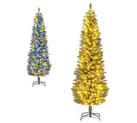 Costway 6 Ft Artificial Christmas Tree Pre-Lit Xmas Tree Switchable Led Lights
