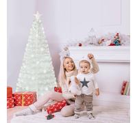 Costway 6 FT Artificial Fiber Optic Christmas Tree White Pre-lit Xmas Tree COSTWAY White