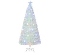 Costway 6 Ft Artificial Fiber Optic Christmas Tree White Pre-Lit Xmas Tree W/ Top Star Light