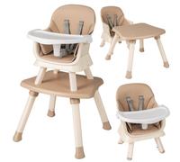 Costway 6-In-1 Baby High Chair Convertible Infant Feeding Chair-Khaki