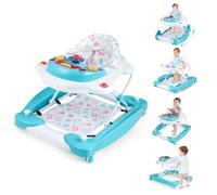 COSTWAY 6 in 1 Baby Walker, Foldable Push Along Walkers with 3 Adjustable Heights, Music, Lights, Rocker Mode, Padded Seat, Walker and Bouncer Combo for Babies 6-18 Months (Green)