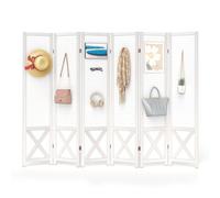 Costway 6 Panel 246 x 170 cm Folding Room Divider w/ Pegboard Display in White COSTWAY White 246 x 170 cm