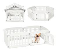 COSTWAY 6-Panel Dog Playpen, 60cm Foldable Plastic Pet Exercise Fence with Lockable Door, Indoor Outdoor Dogs Pen for Puppies, Cats, Rabbits, Medium & Small Animals