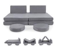Costway 6 PCS Modular Play Couch Convertible Foam Sofa Set in Grey COSTWAY Grey