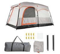 Costway 6-Person Waterproof Camping Tent Double-Layer Cabin Tent W/ Rainfly-Grey