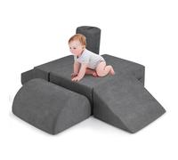 Costway 6-Piece Baby Climbing Blocks Indoor Soft Play Structure-Grey in Grey COSTWAY Grey