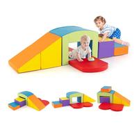 COSTWAY 6 Piece Kids Climb and Crawl Foam Play Set, Colorful Toddler Educational Soft Climbing Blocks, Baby Soft Play Equipment for Climbing, Sliding, Crawling (Yellow+Orange+Green)