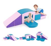 COSTWAY 6 Piece Kids Climb and Crawl Foam Play Set, Colorful Toddler Educational Soft Climbing Blocks, Baby Soft Play Equipment for Climbing, Sliding, Crawling (Purple+Pink+Blue)