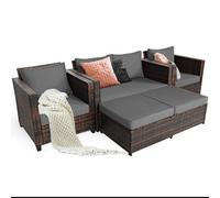 Costway 6-Seater Rattan Garden Furniture Set Patio Conversation Set-Grey