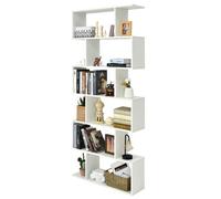 Costway 6-Tier Bookcase Industrial S-Shaped Bookshelf Wooden Storage Display Rack