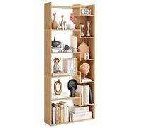 Costway 6-Tier Bookcase Wooden Storage Shelving Unit Book Display Rack in Natural COSTWAY Natural