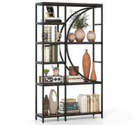 Costway 6-Tier Bookshelf 177 Cm Tall Bookcase With Metal Frame-Black & Brown