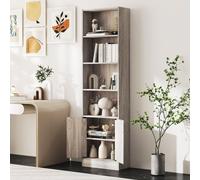 Costway 6-Tier Bookshelf 180cm Tall Bookcase w/4 Open Cubes & Double Doors Grey COSTWAY Grey