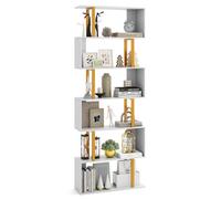 Costway 6-Tier Geometric Bookcase 189 Cm S-Shaped Bookshelf With Metal Frame