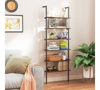 Costway 6-Tier Ladder Shelf Wall Mounted Industrial Bookshelf With Metal Frame
