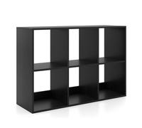 Costway 6-Tier Wall Mounted Bookshelf Wooden Ladder Shelf Modern Display Shelf in Black COSTWAY Black