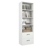 Costway 6-Tier Wood Tall Bookshelf Bookcase Organizer Display Shelf W/ 2 Drawers