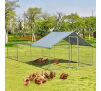 Costway 6 X 3 M Chicken Run Coop Galvanized Metal Walk-In Hen House Cage Waterproof Cover