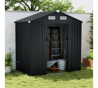 Costway 6 X 4 Ft Galvanized Metal Garden Storage Shed All-Weather Utility Tool House