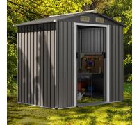 Costway 6 X 4 Ft Outdoor Storage Shed Galvanized Steel Shed W/ Lockable Sliding Door