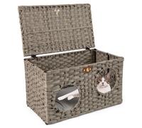 Costway 60 X 35 X 35Cm Large Rattan Kitten Condo House W/ Soft Removable Cushion