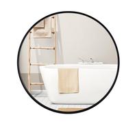 COSTWAY 60cm/70cm Round Wall Mirror, Large Circle Hanging Mirror, Metal Framed Decorative Wall Mounted Vanity Mirror for Bathroom, Bedroom, Living Room and Hallway (Black, 60 x 60cm)
