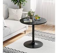 Costway 60cm Round Bar Table Adjustable Height Pub Table w/ Metal Base in Black COSTWAY Black