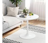 Costway 60cm Round Bar Table Adjustable Height Pub Table w/ Metal Base in White COSTWAY White