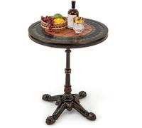 Costway 60CM Round Patio Dining Table Cast Aluminum Dining Table-Bronze in Brown COSTWAY Brown
