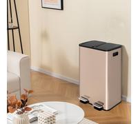 Costway 60L Dual Compartment Trash Can 2 x 30L Pedal Trash Bin in Gold COSTWAY Gold