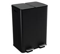 Costway 60L Dual Compartment Trash Can 2 x 30L Trash Bin with 2 Deodorizer Compartments in Black COSTWAY Black