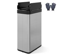 Costway 60L Trash Can w/Wing Lids Infrared Motion Sensor Garbage Can Waste Bin in Silver COSTWAY Silver