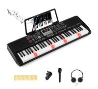 COSTWAY 61 Key Keyboard Piano, Portable Digital Piano with 200 Rhythms, 200 Tones, 70 Demos, Note Sticker, Microphone & Headphone, Electric Piano for Beginners Kids Adults