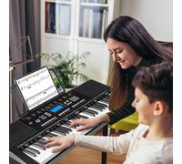 Costway 61-Key Portable Electronic Keyboard Piano w/ Stool Digital Piano Set in Black COSTWAY Black