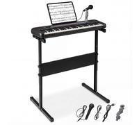 Costway 61 Keys Piano Keyboard Kids Digital Piano w/ Adjustable Stand in Black COSTWAY Black