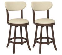 Costway 64CM Counter Height Chairs Set of 2 Swivel High Stool in Beige COSTWAY Beige