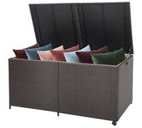 Costway 660L Outdoor Storage Box Wicker Patio Deck Box With Waterproof Zippered Liner