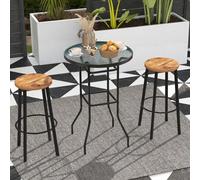 Costway 68 X 68Cm Outdoor Bistro Coffee Table Round Glass Top Garden Patio Dining Table