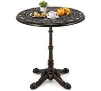 Costway 68CM Round Cast Aluminum Patio Bistro Table Accent Table-Copper in Brown COSTWAY Brown