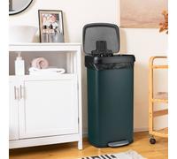 Costway 68L Recycling Pedal Bin Stainless Steel Kitchen Bin in Dark Green COSTWAY Dark Green