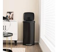 Costway 68L Recycling Pedal Bin Stainless Steel Kitchen Bin w/Lid Handle in Black COSTWAY Black