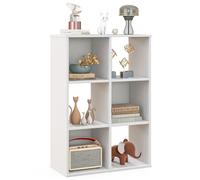 Costway 6Cube Bookshelf 4Tier Bookcase Floor Display Shelf Open Storage Organizer in White COSTWAY White