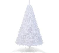 Costway 6Ft Artificial Christmas Tree Realistic White Xmas Tree With Metal Stand