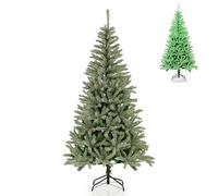 COSTWAY 6FT Glow in the Dark Christmas Tree, Hinged Artificial Xmas Trees with 692 Branch Tips, Seasonal Holiday Decoration for Office Home