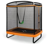 COSTWAY 6FT Kids Trampoline, 2 in 1 Toddler Trampolines with Swing and Enclosure Safety Net, Rectangle Trampoline for Outdoor (Black + Orange)
