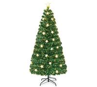 Costway 6Ft Pre-Lit Artificial Christmas Tree Fiber Optics Xmas Tree 8 Lighting Modes