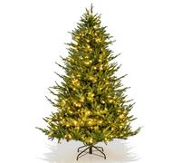 Costway 6Ft Pre-Lit Artificial Christmas Tree Hinged Xmas Tree 8 Led Lighting Modes