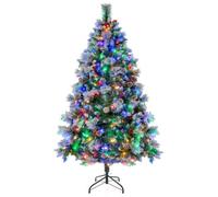 Costway 6Ft Pre-Lit Artificial Christmas Tree Hinged Xmas Tree W/ 350 Led Lights